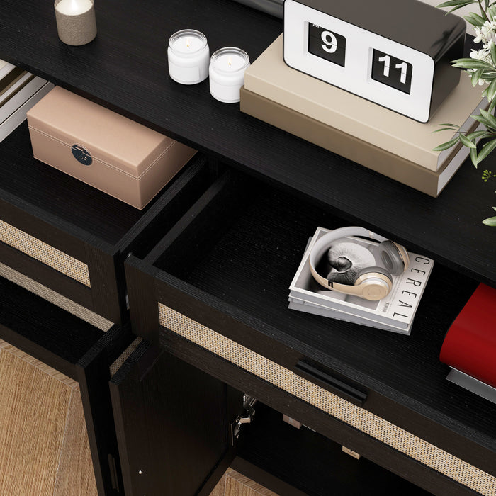 HOMCOM Buffet de 53\" avec tiroirs et portes de rangement, noir