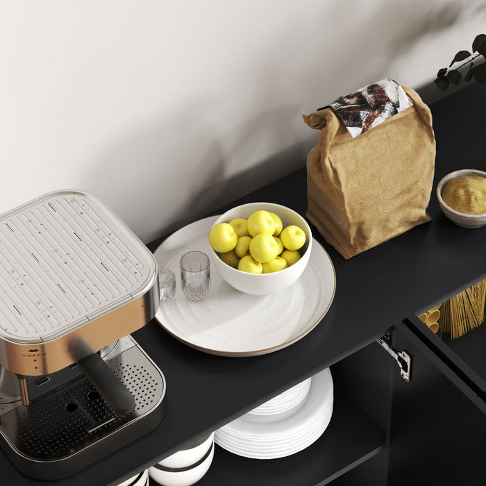 HOMCOM Buffet avec etageres reglables, portes a fermeture douce, noir