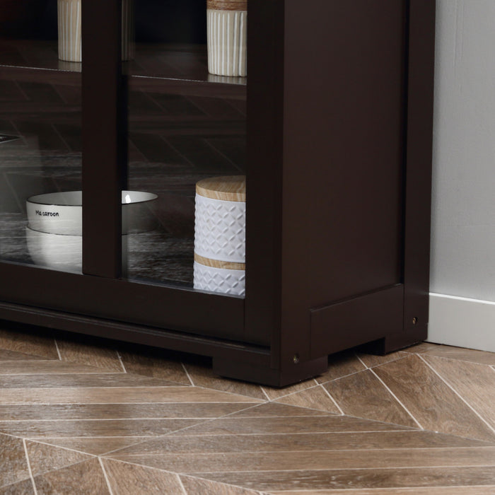 HOMCOM Buffet de cuisine modulable avec porte coulissante vitree
