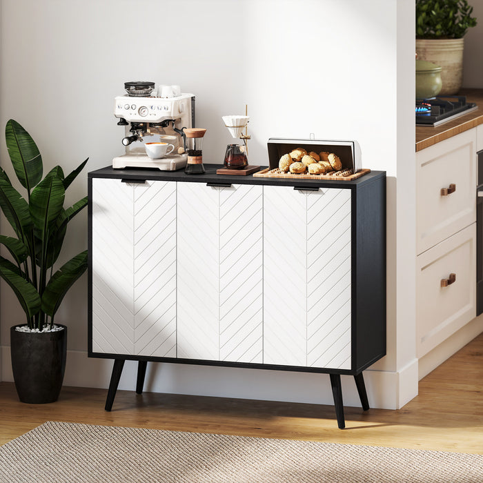 HOMCOM Armoire de rangement buffet armoire d'appoint etageres reglables