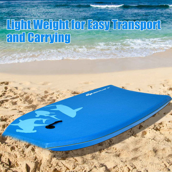 Planche De Bodyboard Surf 37 Pouces (93 X 48 X 6 Cm) Avec Sangle De 93 Cm Et Motif Requin Bleu Pour Debutant Enfant Adulte Xpe+hdpe 0.7kg