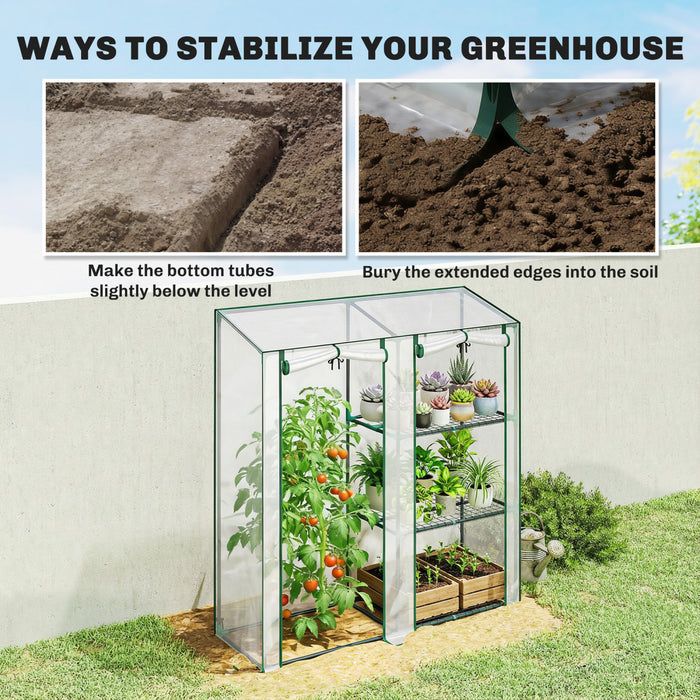 Outsunny Mini Serre, Serre Portable avec 3 Etageres, Transparent