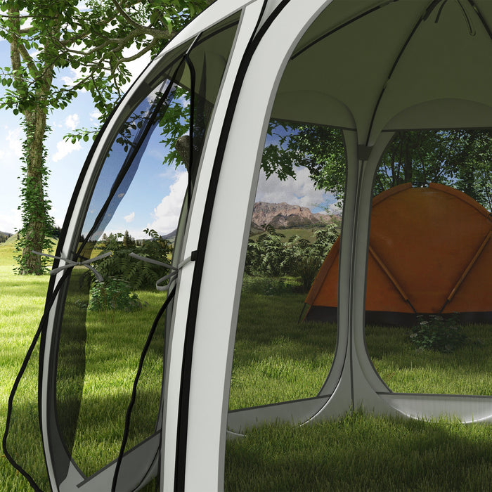 Outsunny Tente Moustiquaire , Tonnelle Escamotable Avec 2 Portes, Creme