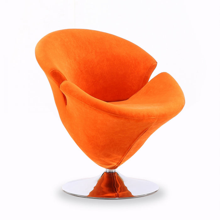 Fauteuil lounge pivotant moderne en velours Tulip orange - Lot de 2