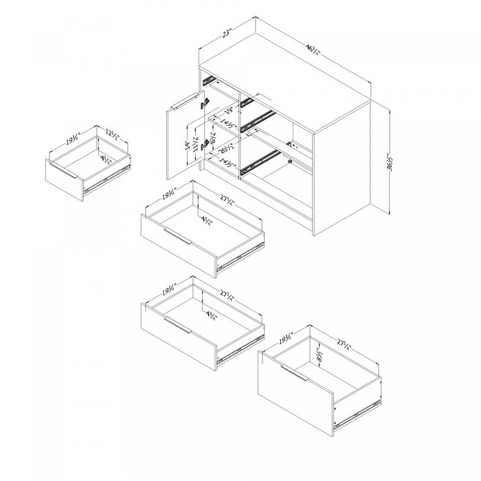 Olio Ilot De Cuisine Avec Porte Et Tiroirs - Noir Mat Et Faux Marbre Blanc
