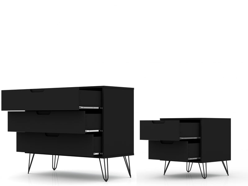 Ensemble de commode 2 pieces Rockefeller style milieu du siecle en noir