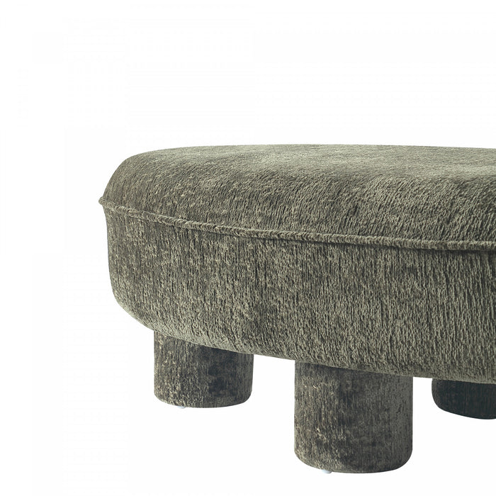 Tabouret d’appoint Tribeca style mid-century moderne en chenille vert olive