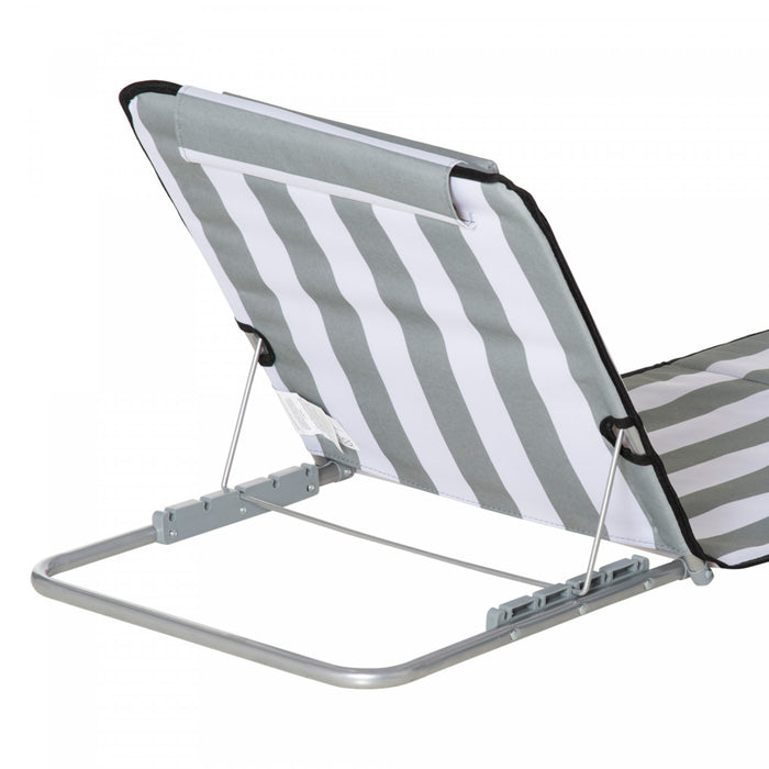 Outsunny Chaise Longue Pliante 2 Pcs, Chaise Longue Avec Oreiller, Gris