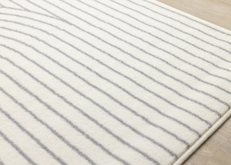 Carpette Forte blanche et grise à motif d’arches courbées pour l’intérieur - 5 pi 3 po x 7 pi 5 po