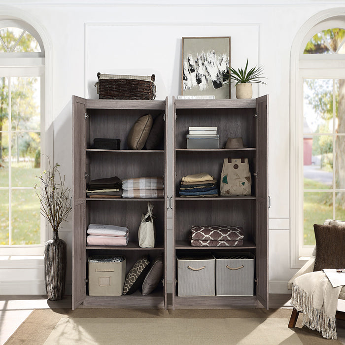 Armoire de rangement moderne Hopkins 30\" en gris (4 etageres) - Lot de 2