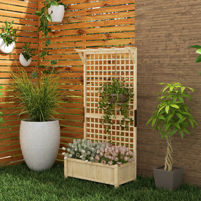 Outsunny Jardiniere en bois sureleve, ecran de confidentialite Bois naturel
