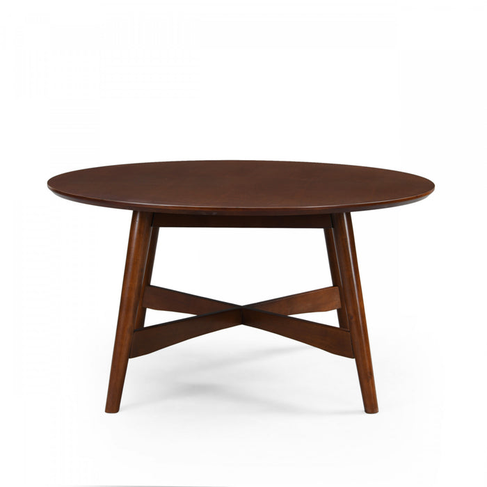 Table Basse Ronde Darren Avec Piètement En Croix - Finition Noyer