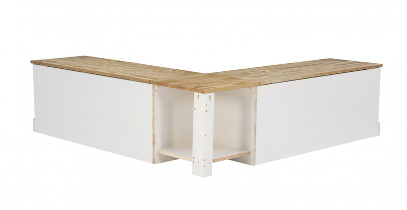 Banc de salle à manger en coin Tobin sans dossier - naturel et blanc