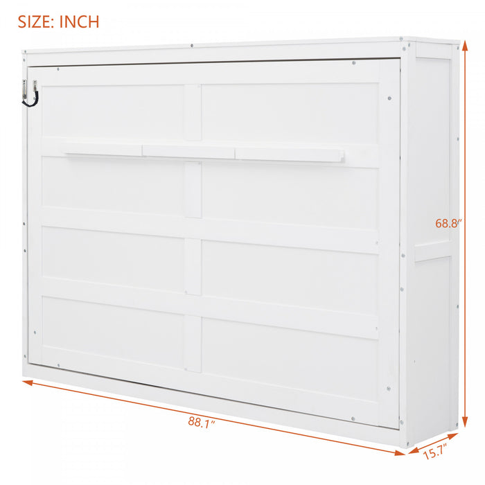 Evelyn Lit mural escamotable gain de place Murphy avec design d’armoire pliable, taille Queen, blanc