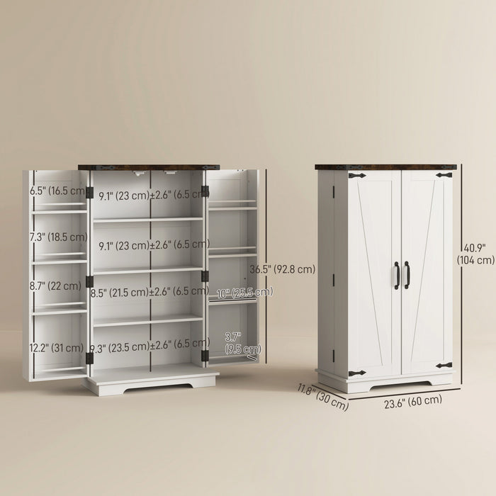 HOMCOM Armoire garde-manger de cuisine avec etageres reglables, blanc