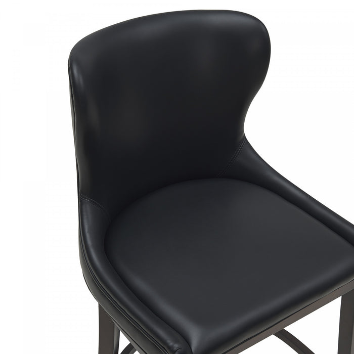 Tabouret de bar Blair moderne en bois et tissu, noir - Lot de 2