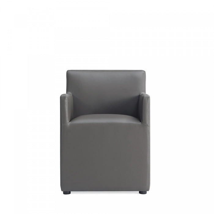 Fauteuil moderne en cuir vegetalien Anna Square en graphite - Lot de 2
