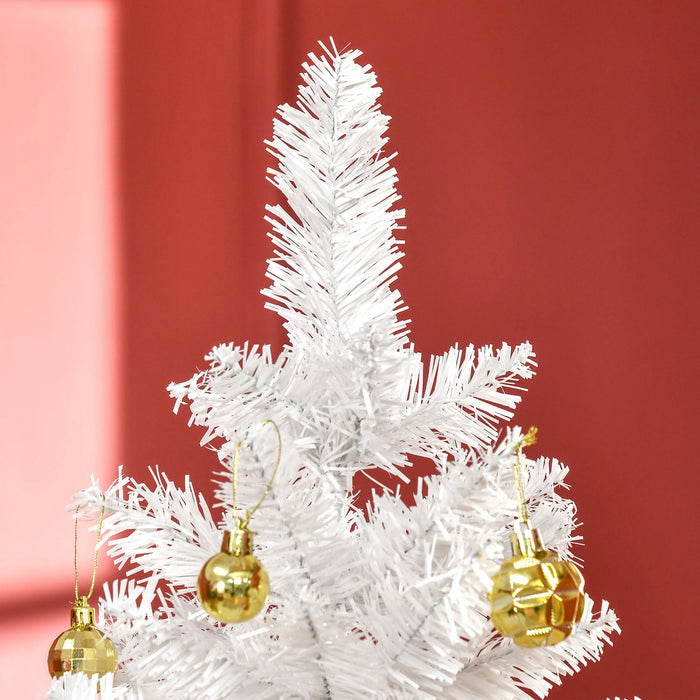 HOMCOM Arbre de Noel artificiel de 5 pi avec base en metal rose et blanc