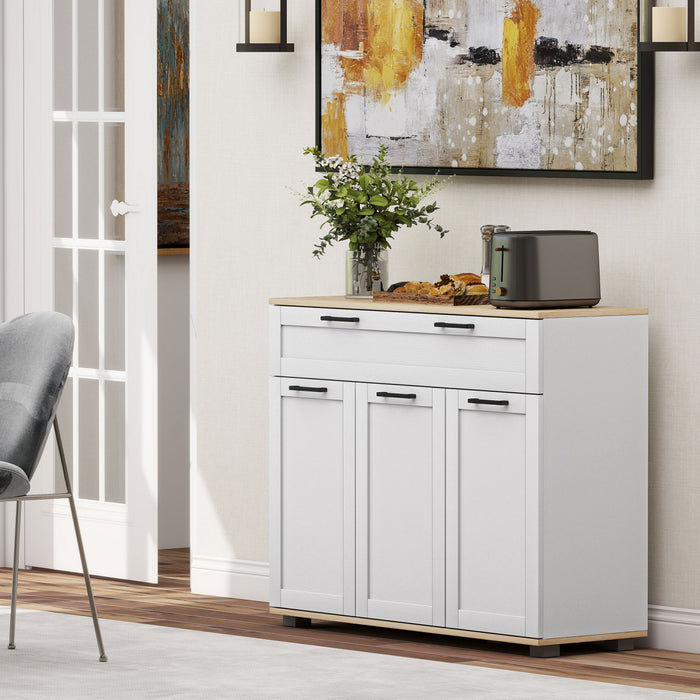 HOMCOM Buffet avec Tiroir et Etageres Ajustables, Blanc