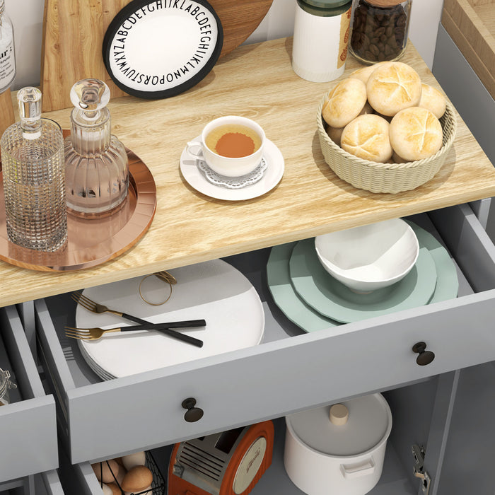 HOMCOM Buffet avec tiroirs de rangement et etageres reglables, gris