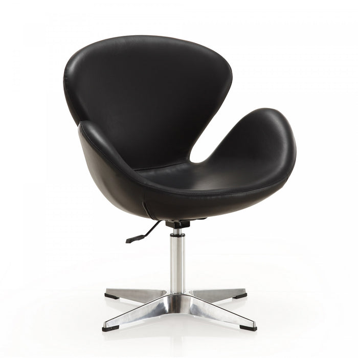Fauteuil lounge pivotant moderne Raspberry en tissu noir - Lot de 2