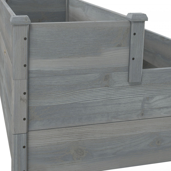 Outsunny Jardiniere En Bois, Lit De Jardin Sureleve A 3 Niveaux