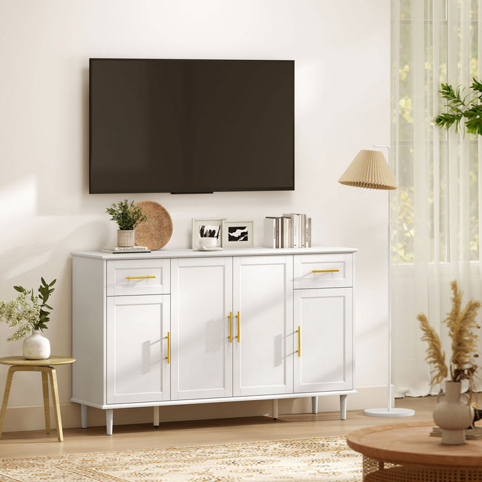 HOMCOM Buffet moderne 55\" avec portes a fermeture amortie, blanc