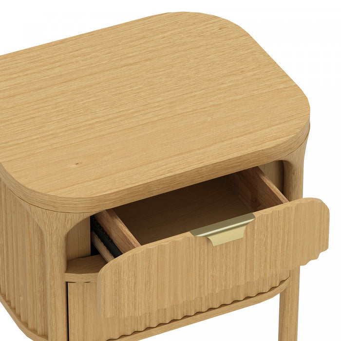 Table de nuit contemporaine Park 24\" en bois naturel (2 tiroirs)