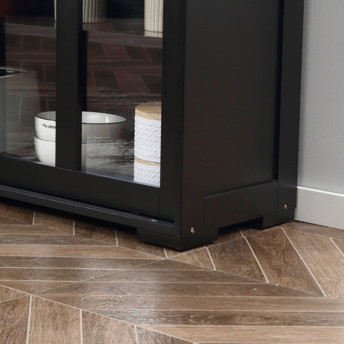 HOMCOM Buffet de cuisine modulable avec porte coulissante vitree