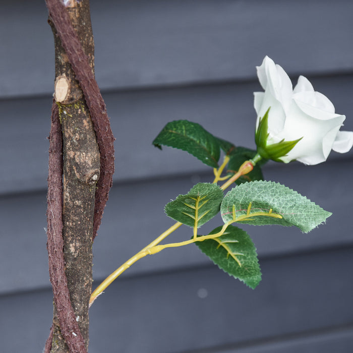 Outsunny Arbre Decoratif a Roses Artificielles avec Fleurs Realistes, Blanc