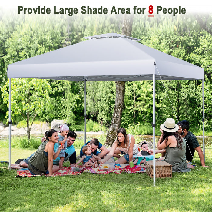 Costway 2-tier 10’ X 10’ Pop-up Canopy Tente Gazebo Instantane Reglable Porter Sac With Wheel