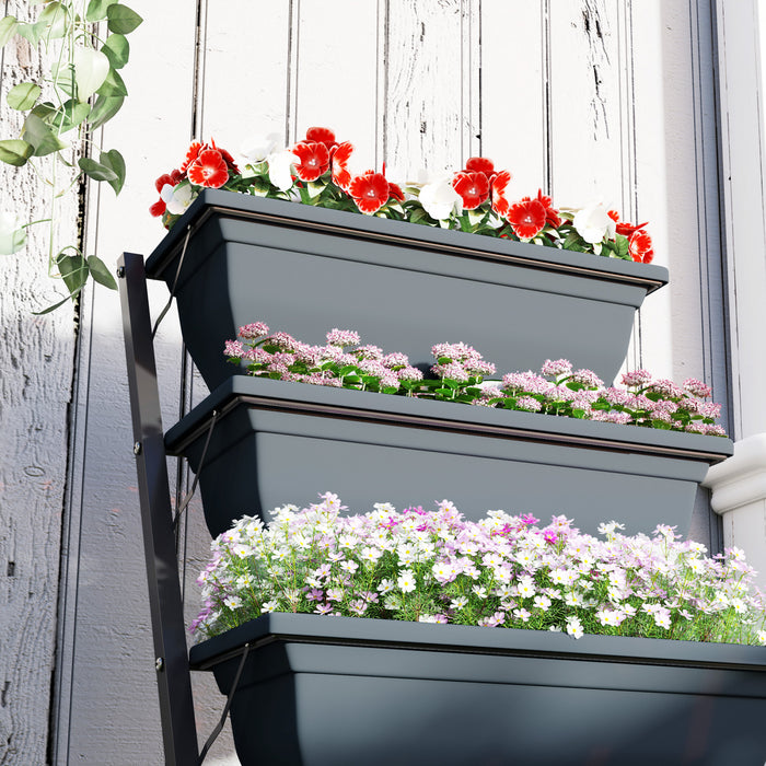 Outsunny Lit de jardin sureleve a 5 niveaux avec trous d'ecoulement, gris