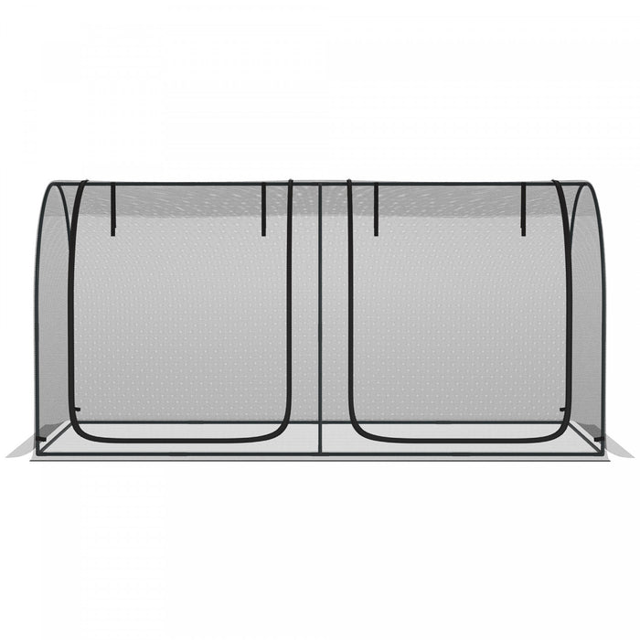 Outsunny Cage De Culture 8 X 4pi Avec Portes Zippees Sac De Rangement, Noir