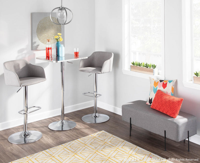 Table Bistro carrée réglable et contemporaine pour bar ou salle à manger - argentée