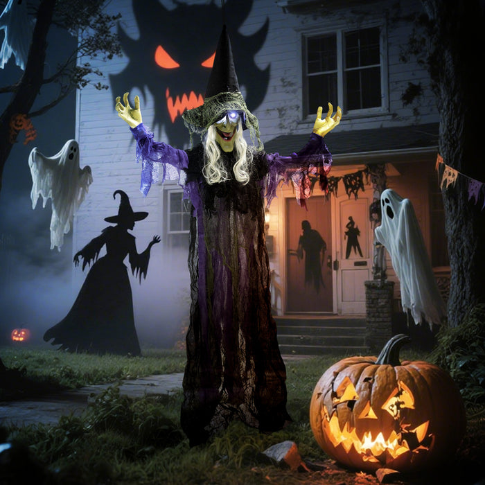 Outsunny Sorciere Animee A Suspendre De 6pi, Decorations D'halloween
