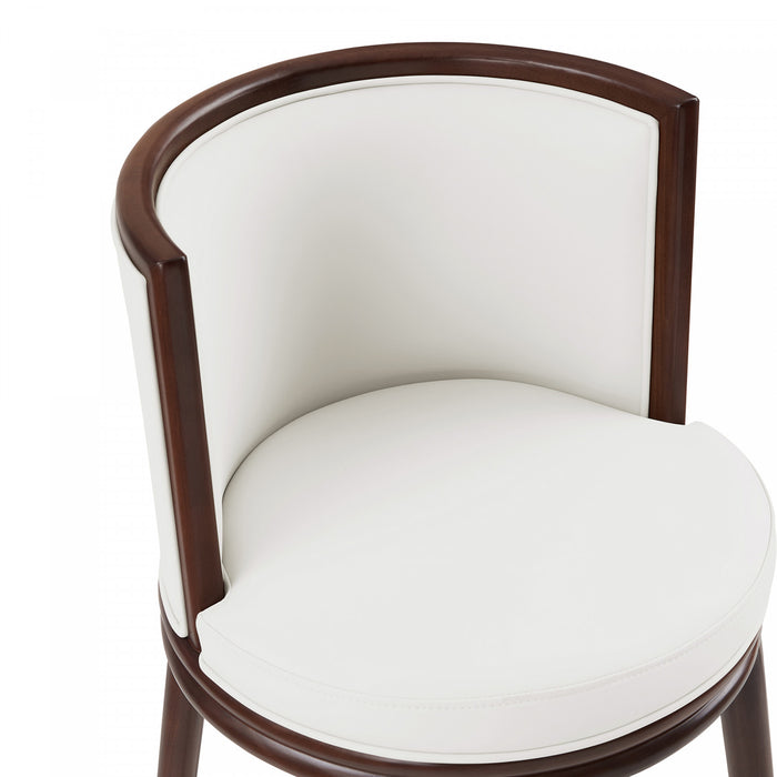 Tabouret de comptoir moderne en bois avec revetement en tissu blanc Evalyn