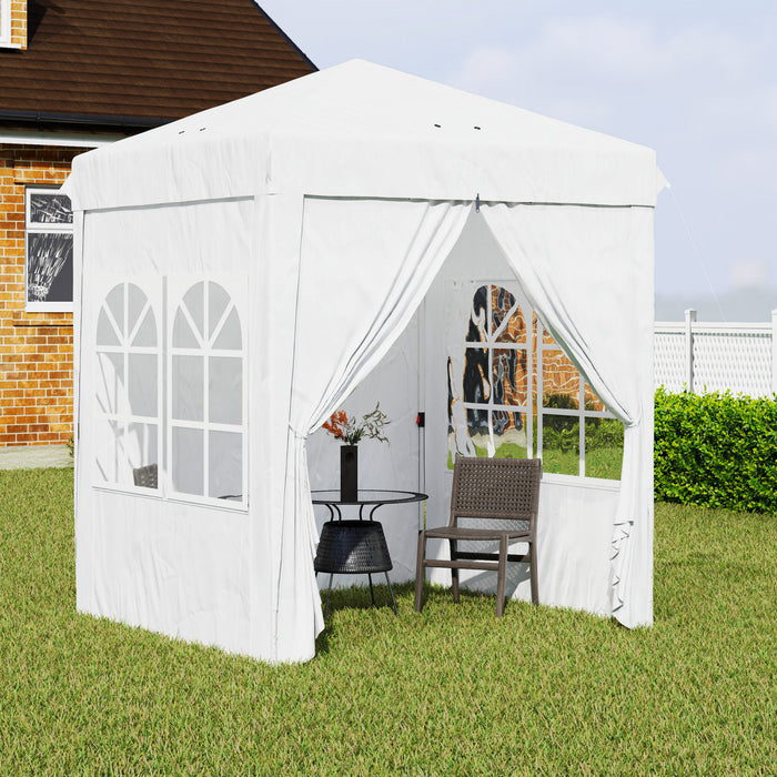 Outsunny Tente Escamotable 6,7'x 6,7' Avec Sac De Transport, Blanc