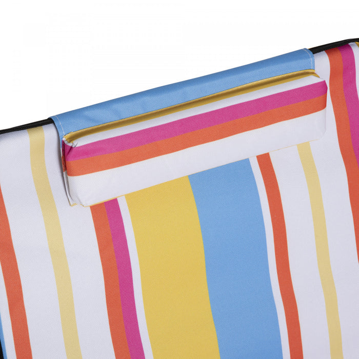 Chaise Longue De Plage Outsunny, Mat De Plage Au Sol, Rayures Colorees