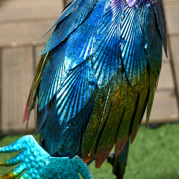 Outsunny Statue de Jardin Paon en Acier, Ornement Multicolore