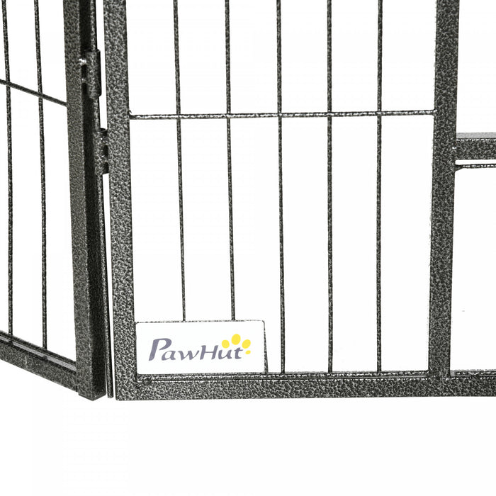 Pawhut Parc D'exercice Pour Animaux De Compagnie, Cloture Pour Chiens En Acier A 16 Panneaux, Parc D'exercice Portable Pour Chiots, Avec 2 Portes Verrouillables, Pour L'exterieur Ou L'interieur