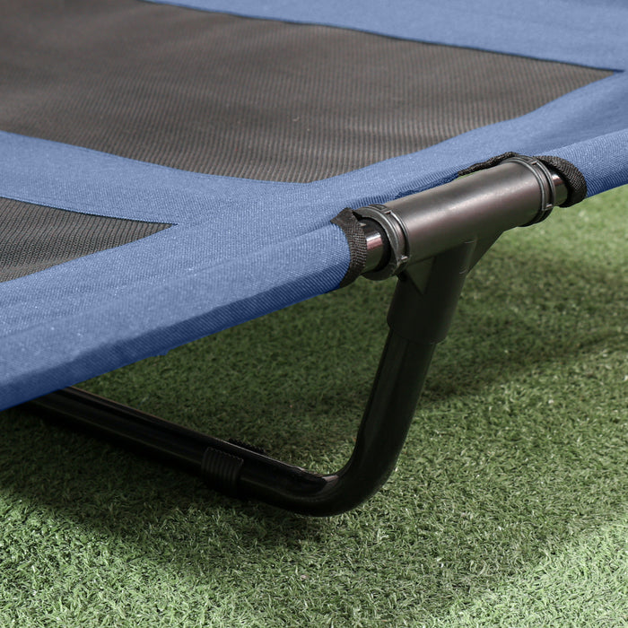 Pawhut Lit De Refroidissement Sureleve Portable Pour Chien Avec Auvent Pour Chiens De Grande Taille, Interieur Et Exterieur, 36\"x30\"x35\", Bleu