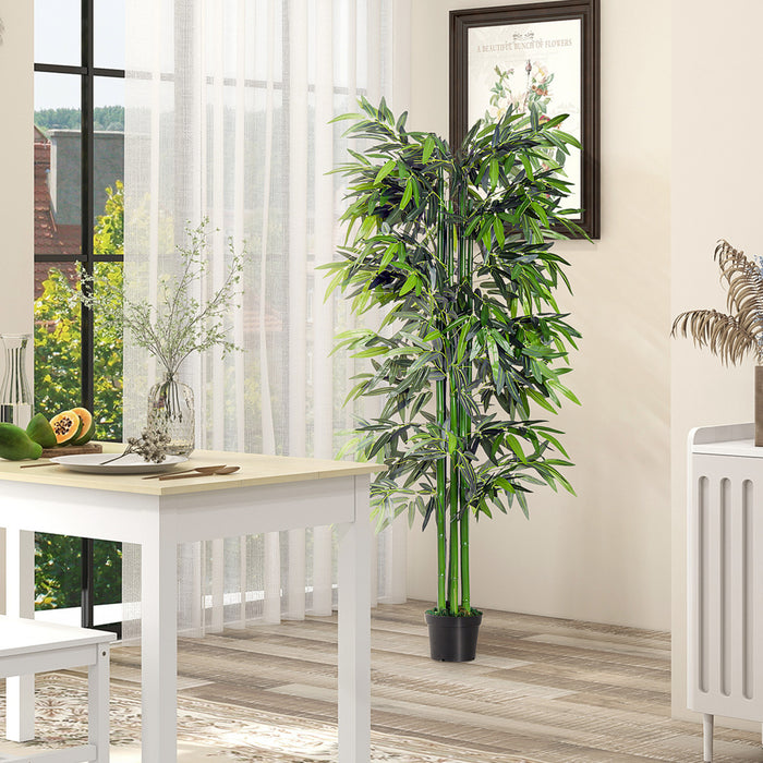 Outsunny Bambou artificiel 1,80 m, fausse plante en pot interieur