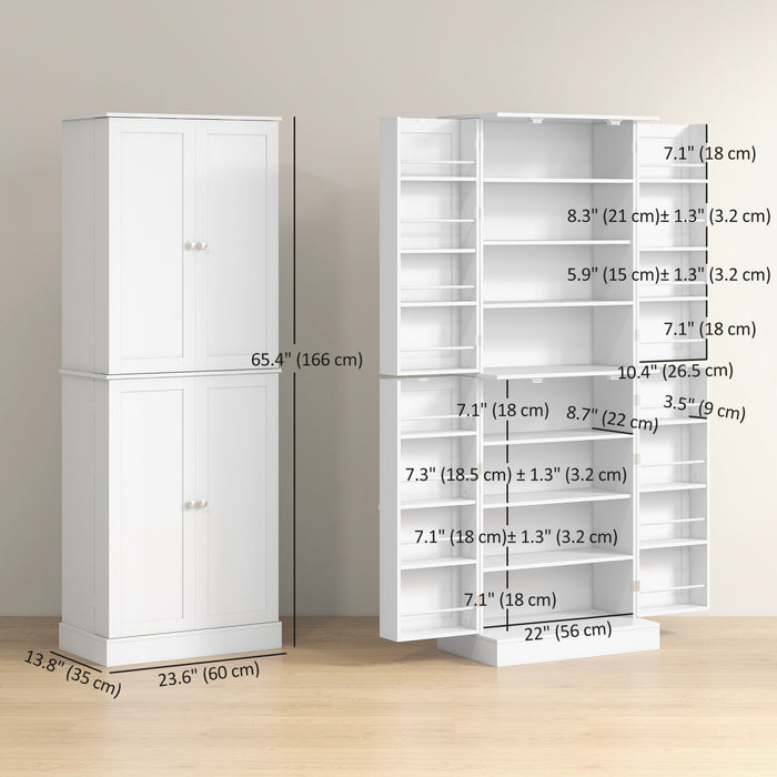 HOMCOM Armoire de cuisine 65\" avec etageres et supports a epices, blanc