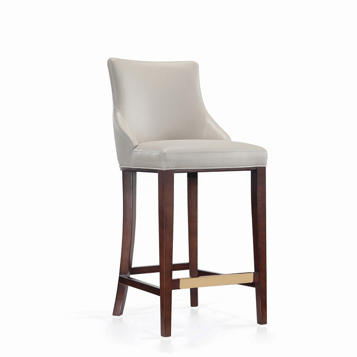 Tabouret de bar moderne en bois Shubert avec revetement en tissu gris clair - Lot de 3