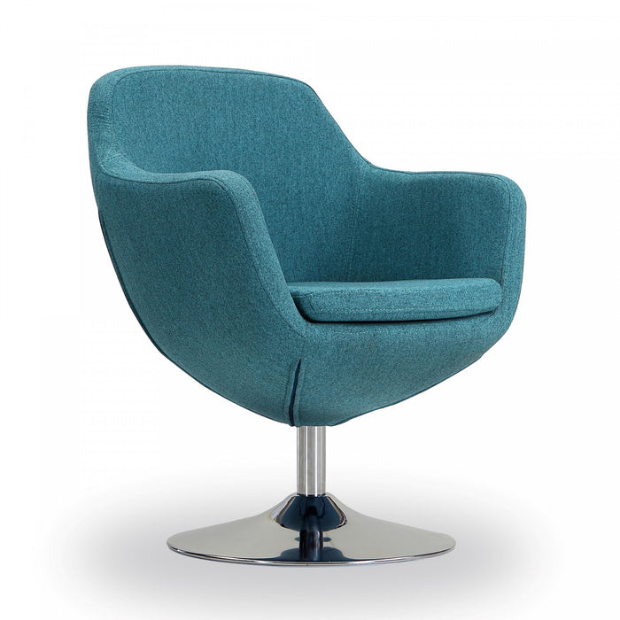 Fauteuil lounge pivotant moderne Caisson en tissu bleu sarcelle - Lot de 2