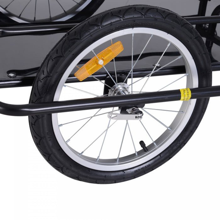 Aosom Remorque Pliante Pour Bicyclette Chariot Utilitaire Pour Bicyclette Chariot De Voyage Pour Bagages De Jardin Outil De Patio Avec Attelage Noir Tres Resistant