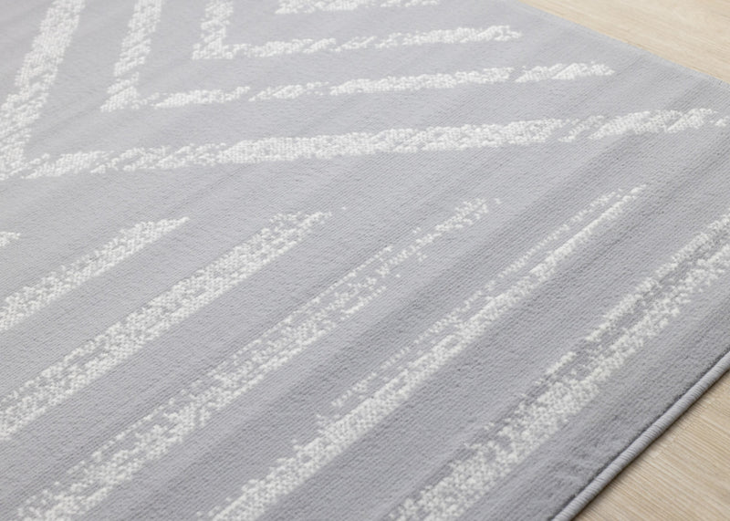 Carpette Forte grise et blanche à motif de rayures modernes - 7 pi 9 po x 10 pi 6 po