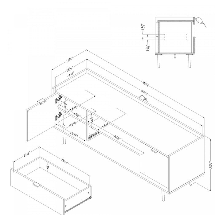 Meuble pour téléviseur Hype de 61 po - noyer naturel
