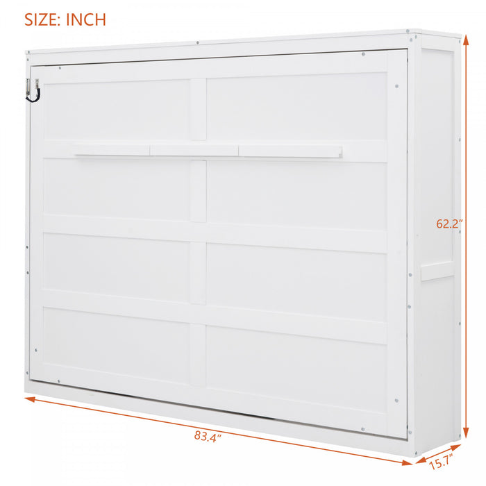 Evelyn Lit mural escamotable gain de place Murphy avec design d’armoire pliable, lit Full, blanc