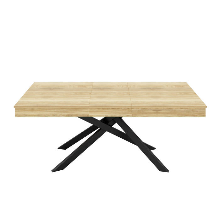 FlexDine Table a Manger Rectangulaire Extensible 55-71 po avec Pieds Croises et Finition Chene, Chene